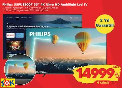 PHİLİPS 55PUS8007 55 4K ULTRA HD AMBİLİGHT LED TV/TELEVİZYON PHİLİPS 55PUS8007 55 4K ULTRA HD AMBİLİGHT LED TV/TELEVİZYON